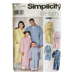 Simplicity@Home Sewing Pattern #5931 Unisex Child, Teen and Adult Robe w/ Belt